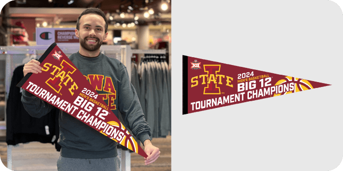 Iowa State Men's Basketball 2023-24 Big 12 Tournament Champions Pennant 12-inch x 30-inch